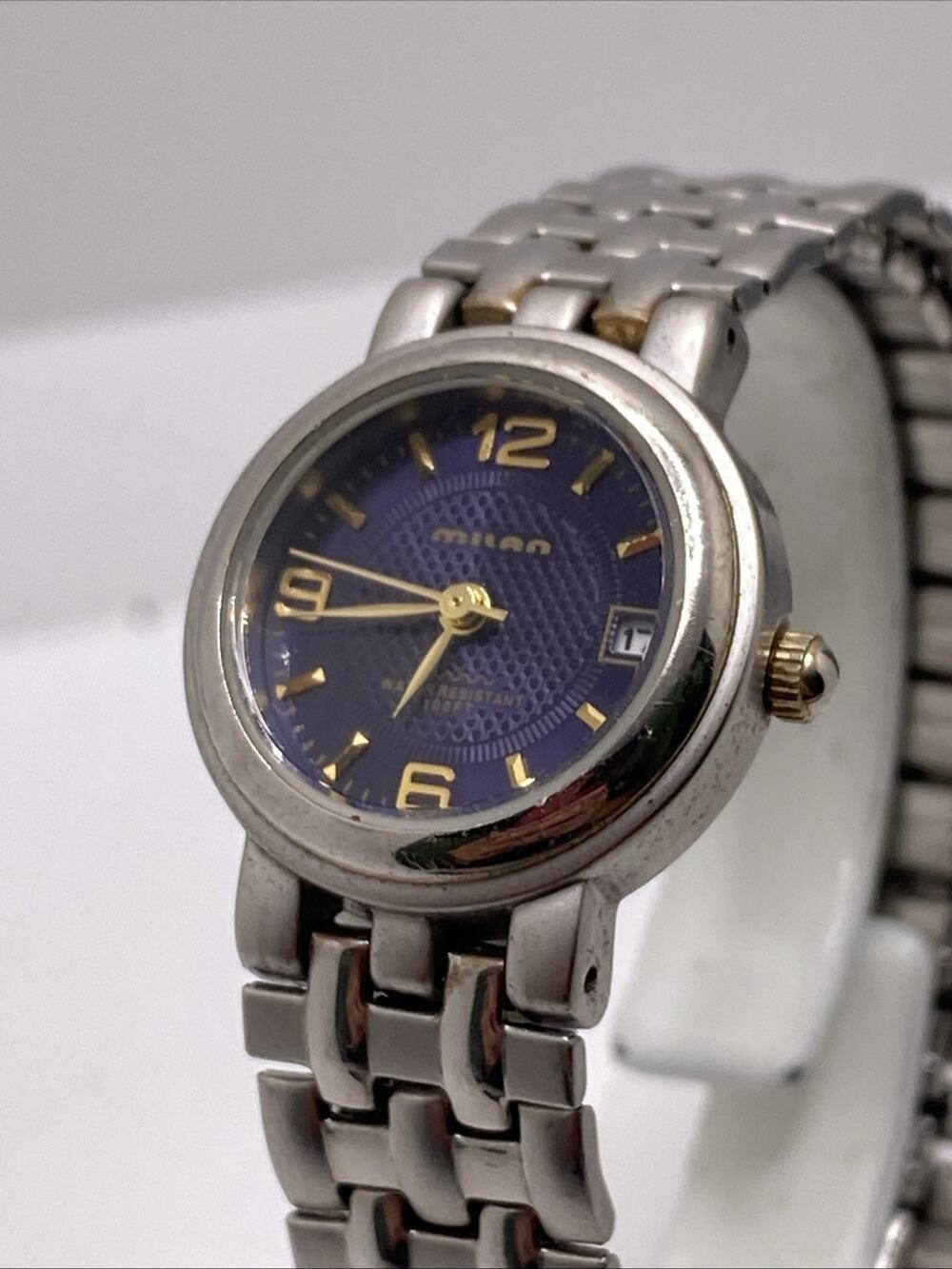Vintage Milan Womens Blue Dial Stretch Watch New Battery